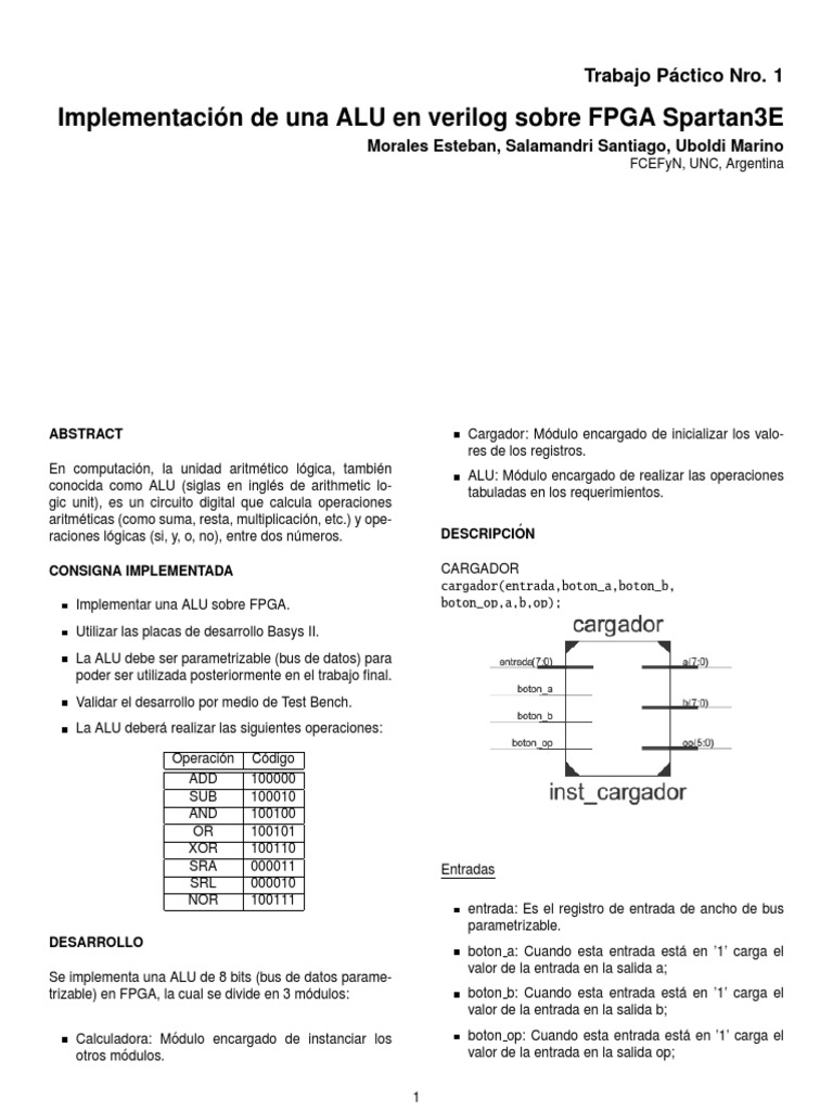 Implementación de ALU en Verilog FPGA | PDF | Electrónica | Diseño ...