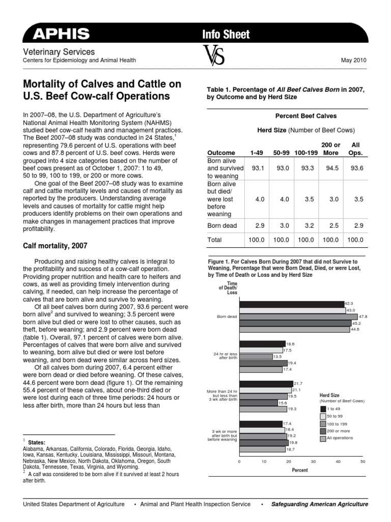 U.S. Beef Calf Mortality Study 2007-08 | PDF | Calf | Cattle
