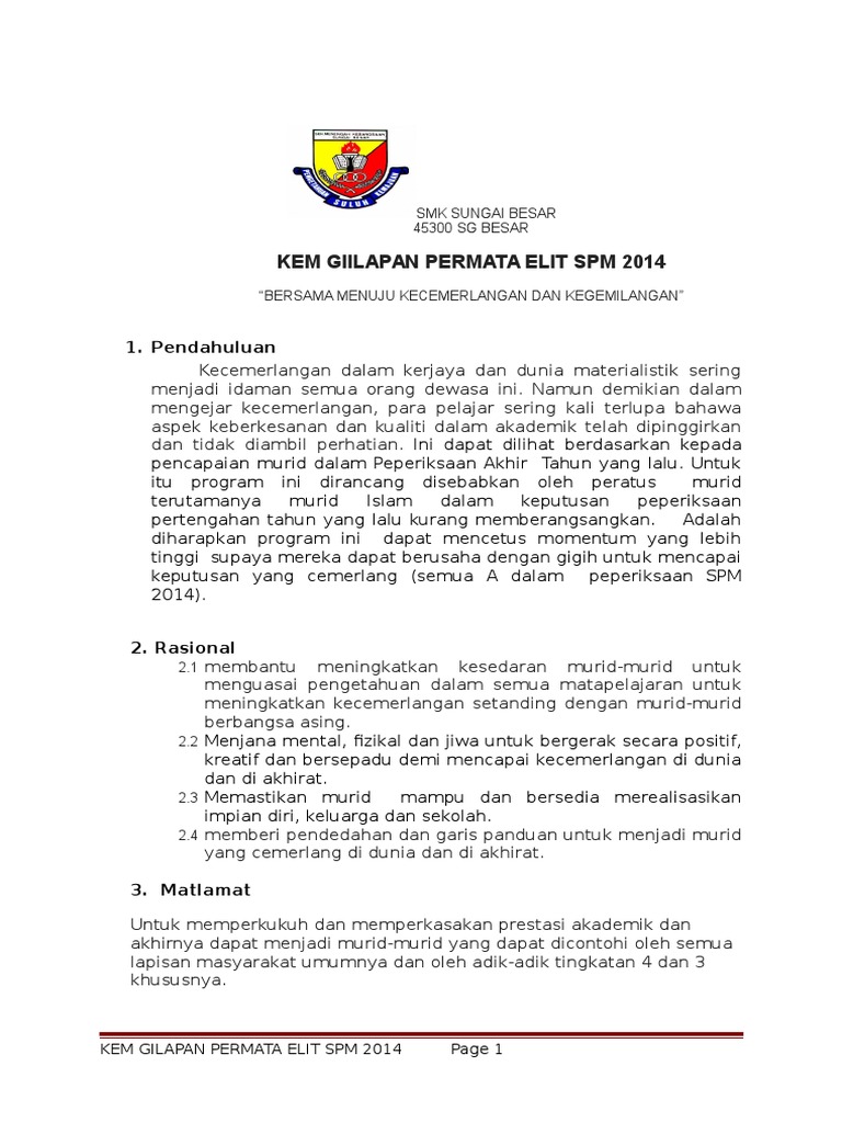 Program Gilapan Elit SPM 2014 | PDF