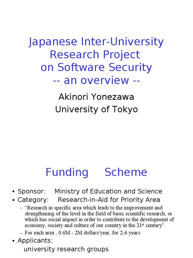 Japanese Inter-University Research Project On Software Security | PDF ...
