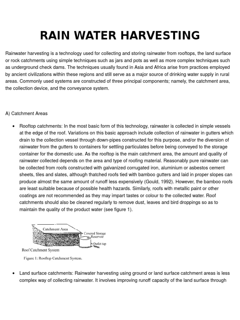 Overview of Rainwater Harvesting Techniques | PDF | Surface Runoff | Roof