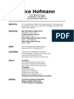 Alice Hofmann Resume