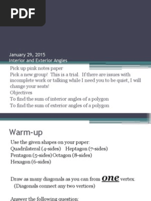 Day 1 Interior And Exterior Angle Theorems Polygon