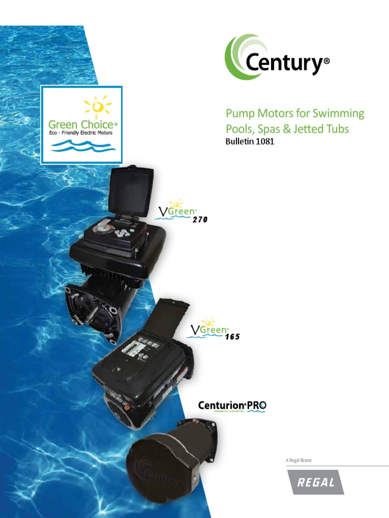 1081 Century Pool and Spa Catalog | PDF | Electric Motor | Electrical