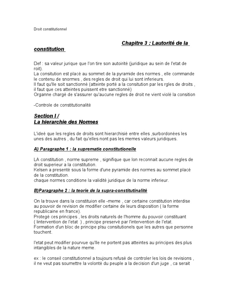 Chapitre 3 L Autorite De La Constitution Constitution Documents Officiels