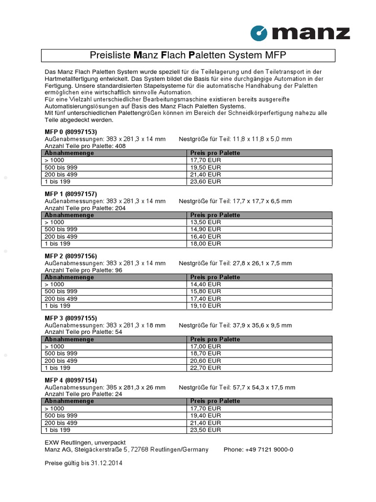 Manz Preisliste Mfp Deutsch 14