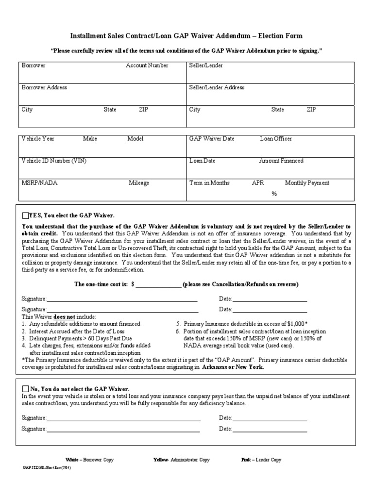 Gap Waiver Loans Insurance