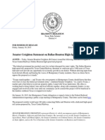 Senator Creighton Statement On Dallas-Houston High-Speed Rail Proposal