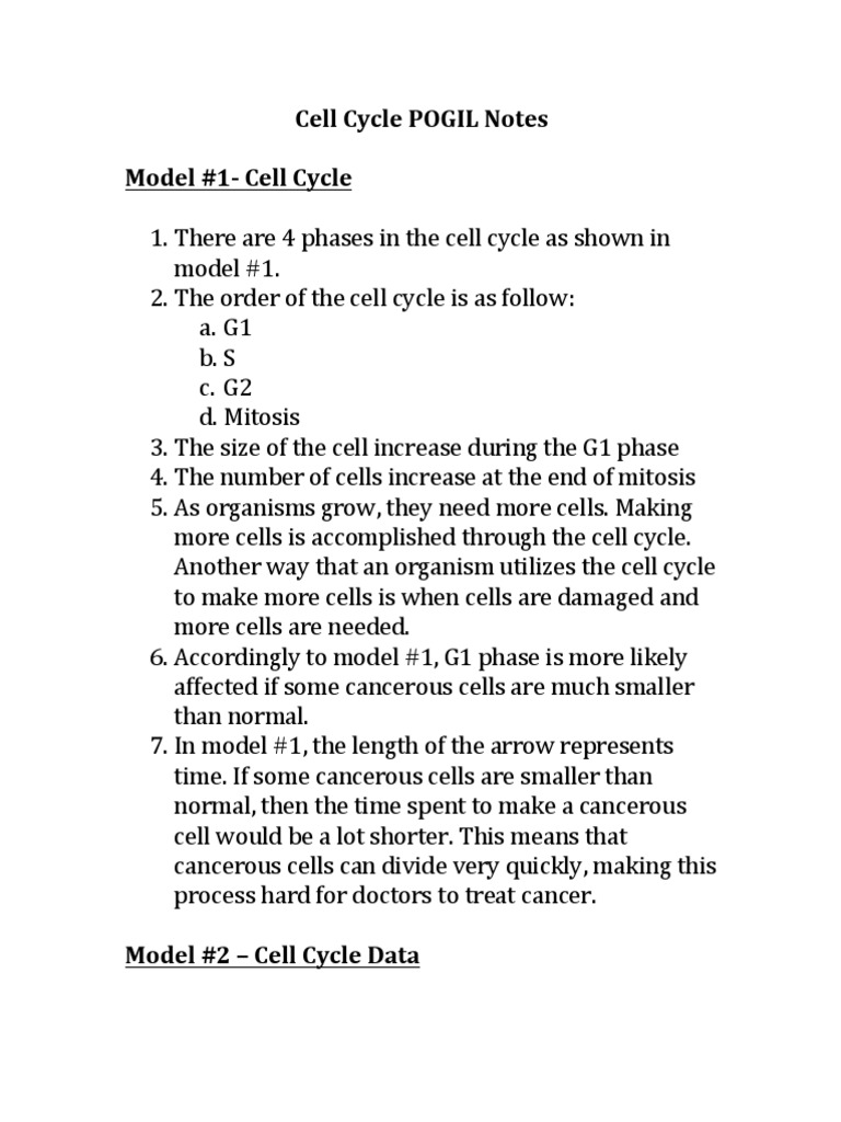 Cell Cycle POGIL | Mitosis | Cell Biology