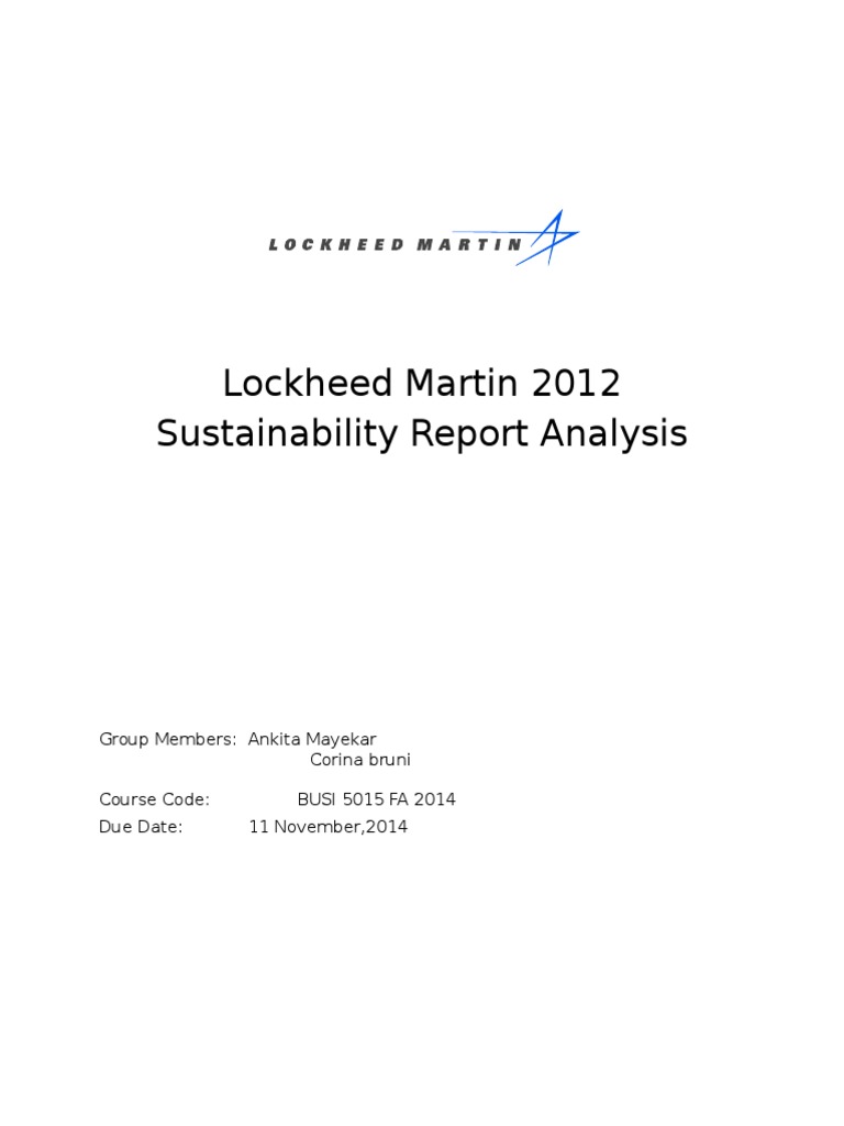 Lockheed Martin 2012 Sustainability Analysis | PDF | Corporate Social ...