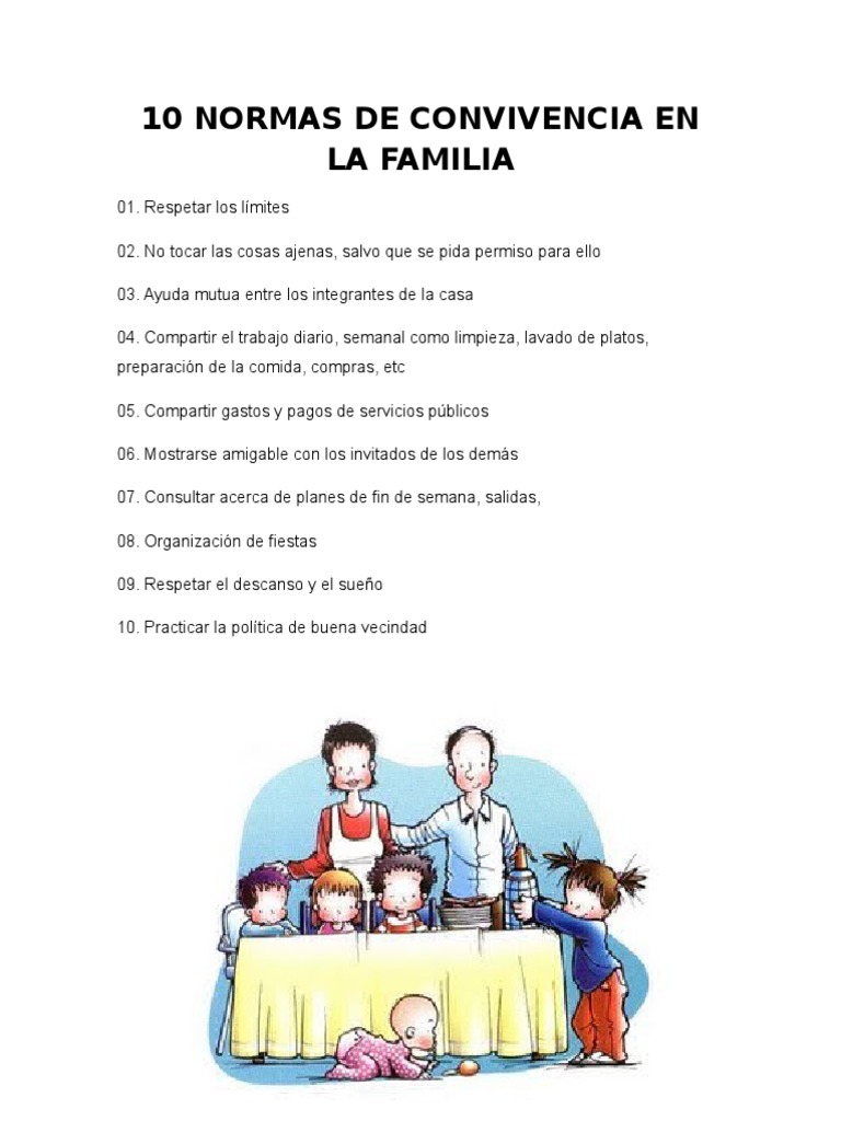 10 Normas de Convivencia Familiar | PDF