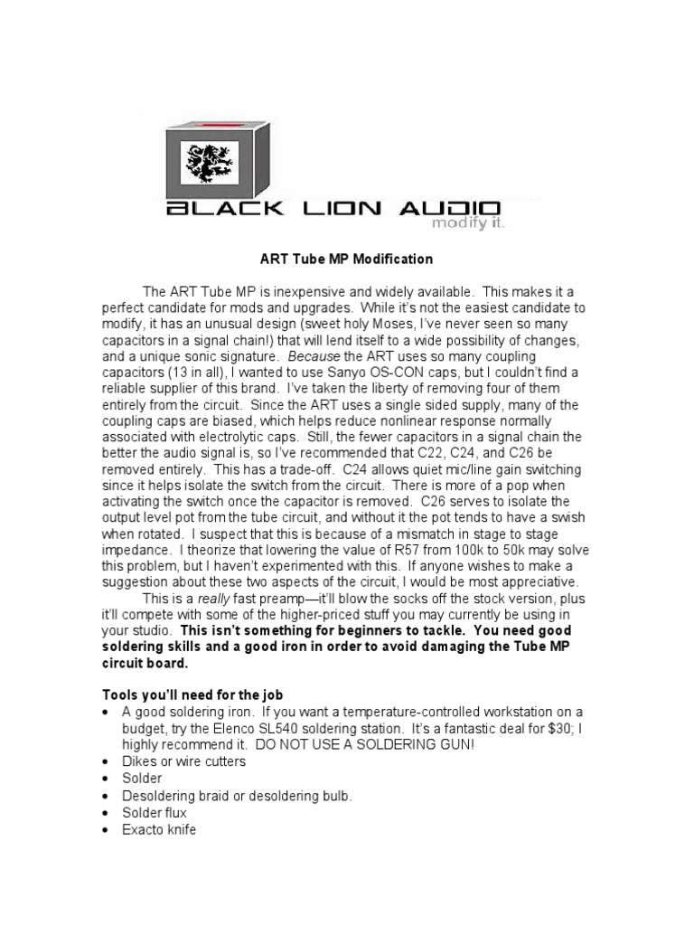ART Tube MP Modification PDF Operational Amplifier Amplifier