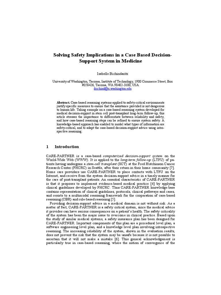 Solving Safety Implications in A Case Based Decision-Support System in  Medicine | PDF | Dna | Base Pair