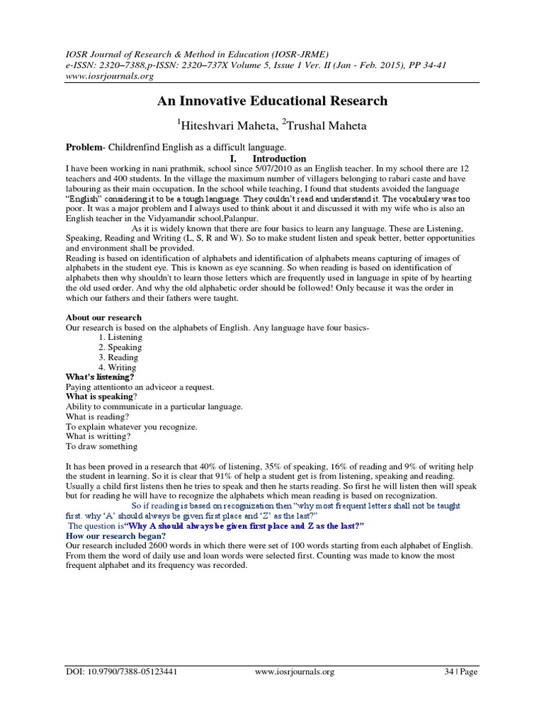 An Innovative Educational Research | PDF | English Language | Alphabet