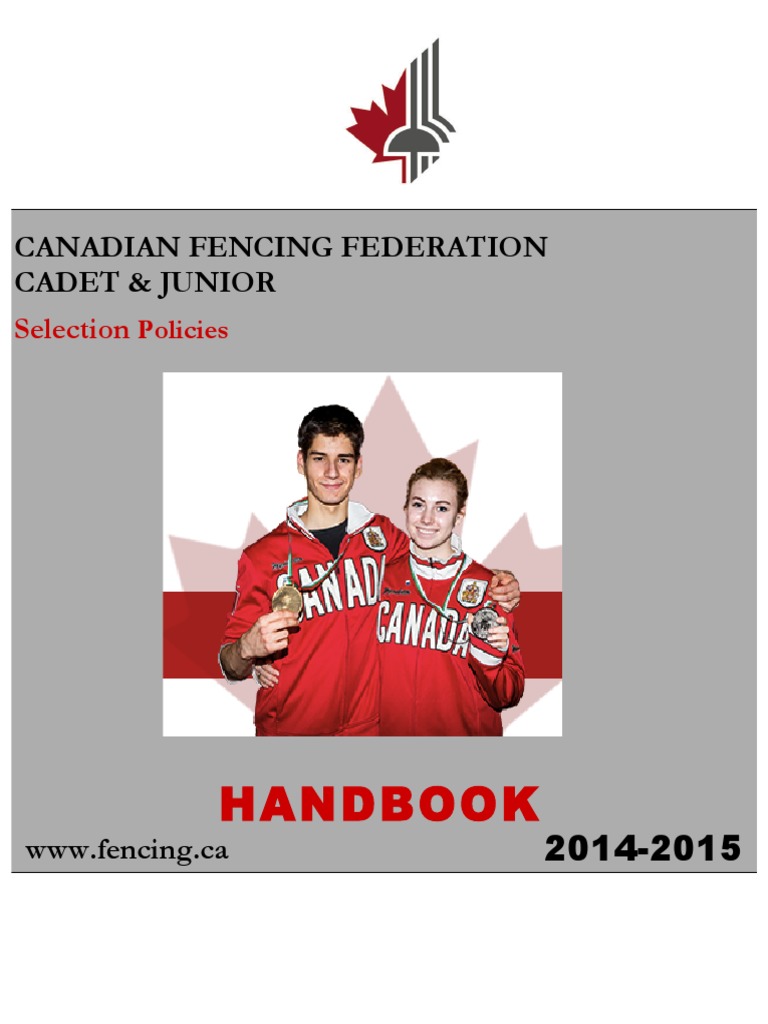 Handbook Canadian Fencing Federation Cadet & Junior PDF Fencing Combat Sports