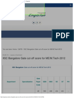 IISC Bangalore Gate Cut-Off Score For ME - M.tech-2012 - Engistan