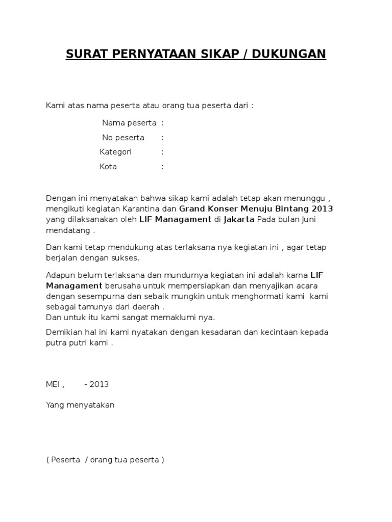 Surat Pernyataan Sikap