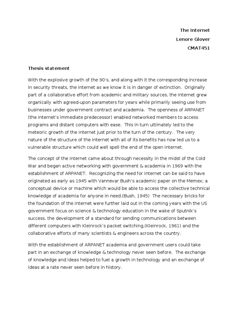 essay on invention of internet