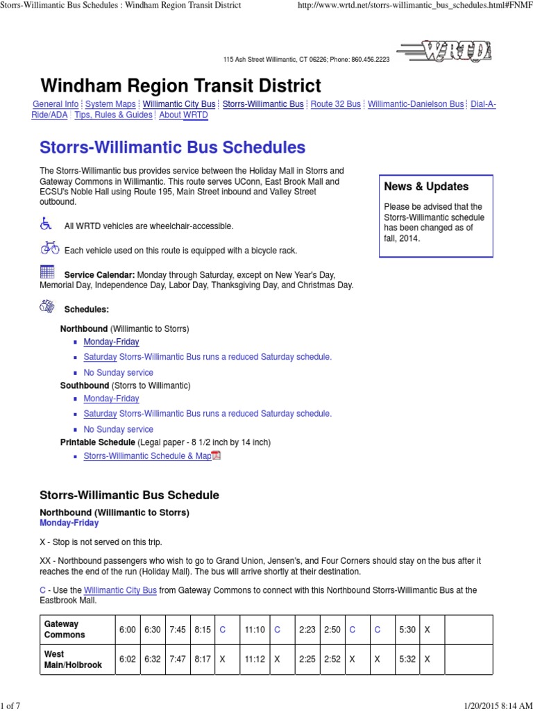 StorrsWillimantic Bus Schedules Detailed Timetables and Route Information for Public
