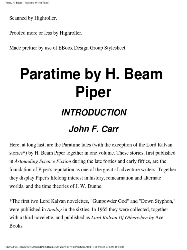 Piper H Beam Paratime Pdf