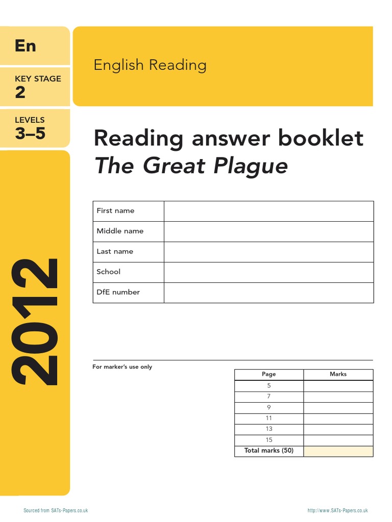 2 Ks2 English 2012 Reading Answer Booklet | Question