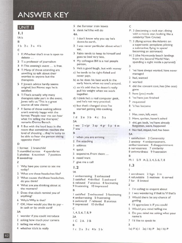 Answer Key Solutions Upper Intermediate Workbook