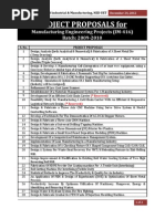 Project Proposals For: Manufacturing Engineering Projects (IM-416) Batch: 2009-2010