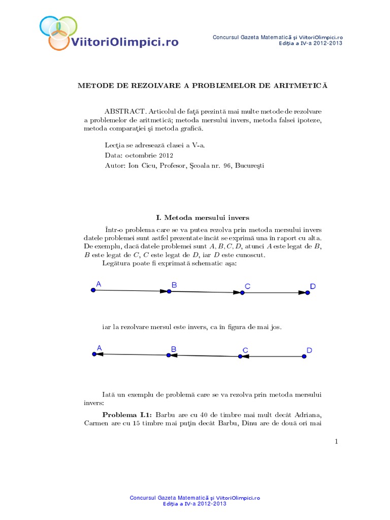 Metoda Mersului Invers Metoda Falsei Ipoteze Metoda Grafica