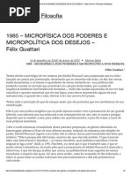 1985 – MICROFÍSICA DOS PODERES E MICROPOLÍTICA DOS DESEJOS – Félix Guattari _ Territórios de Filosofia
