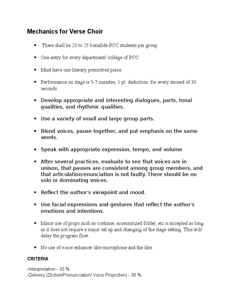 Verse Choir Criteria Guidelines Semiotics Cognition