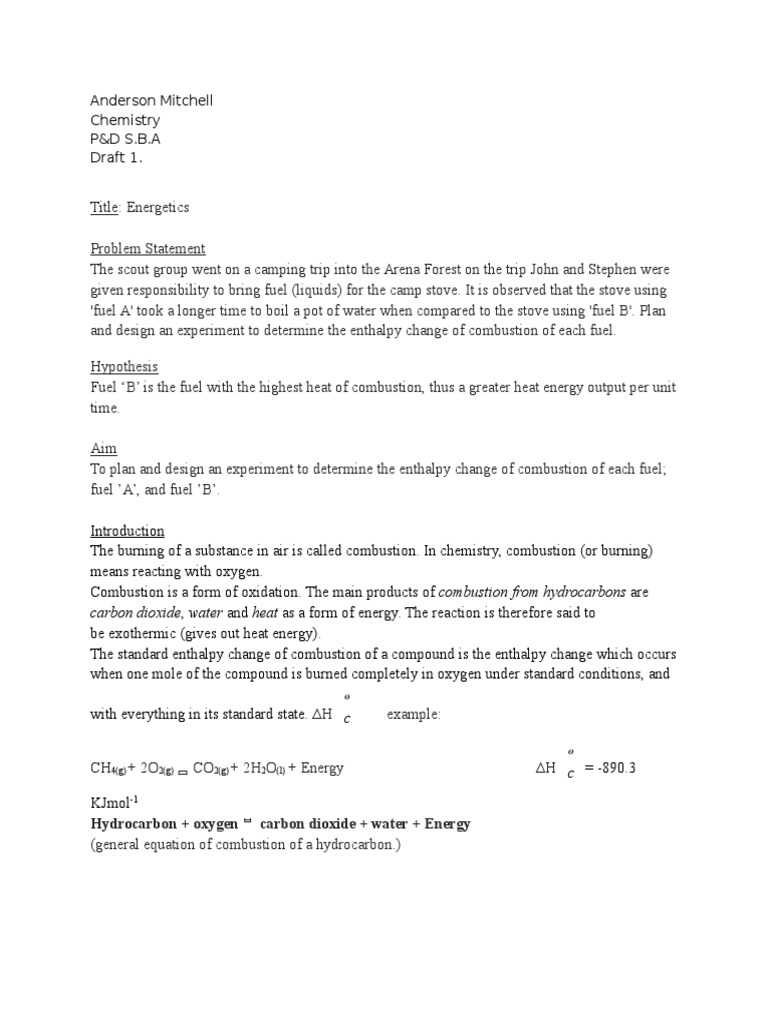 P&D Chemistry 1 | PDF | Combustion | Fuels