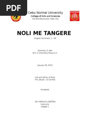 Noli Me Tangere Summary By Chapter