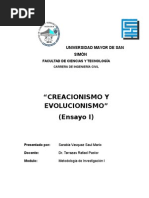 Ensayo Creacionismo Evolucionsimo