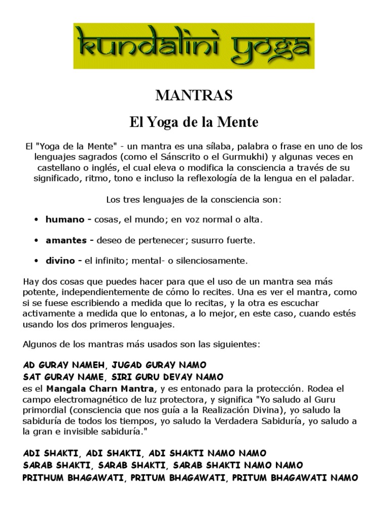 Mantras: Significados y Usos en Yoga | PDF | Intervenciones mente ...