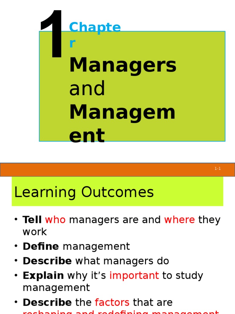 Topic 1 Managers and Management | PDF | Innovation | Motivation