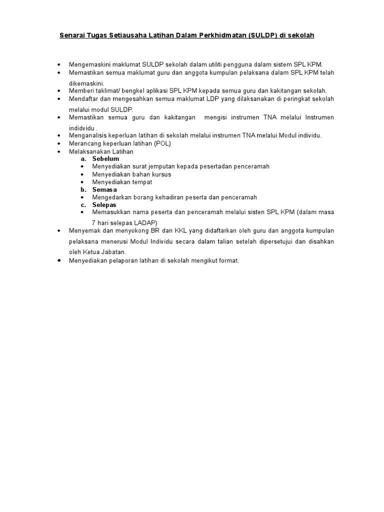 Tugas Pengelola SULDP di Sekolah | PDF