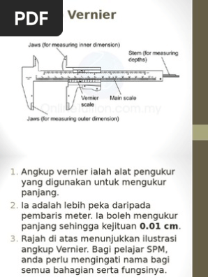 Fungsi Bahagian Angkup Vernier