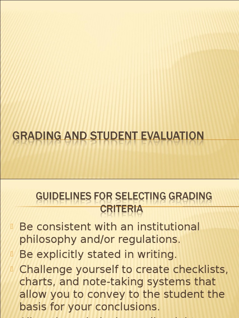 Grading and Student Evaluation | PDF | Career & Growth | Self-Improvement