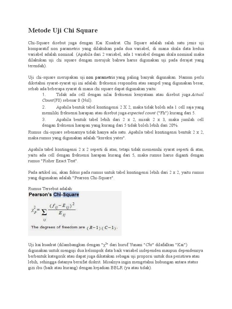 Metode Uji Chi Square