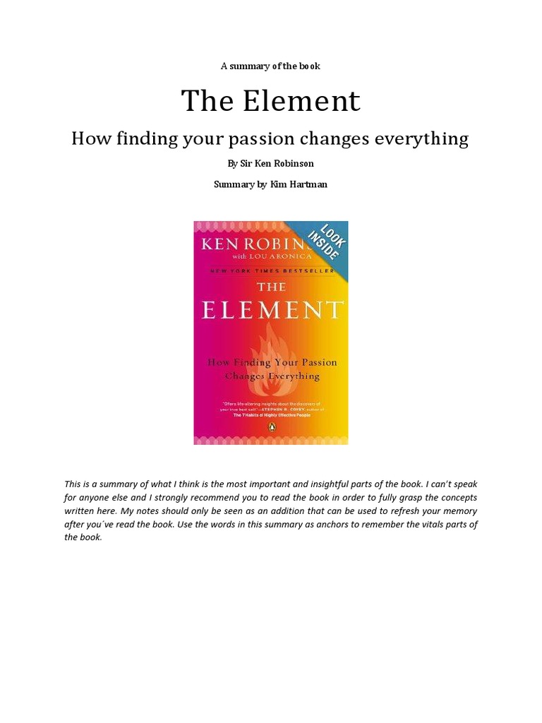 The Element by Ken Robinson Summar…