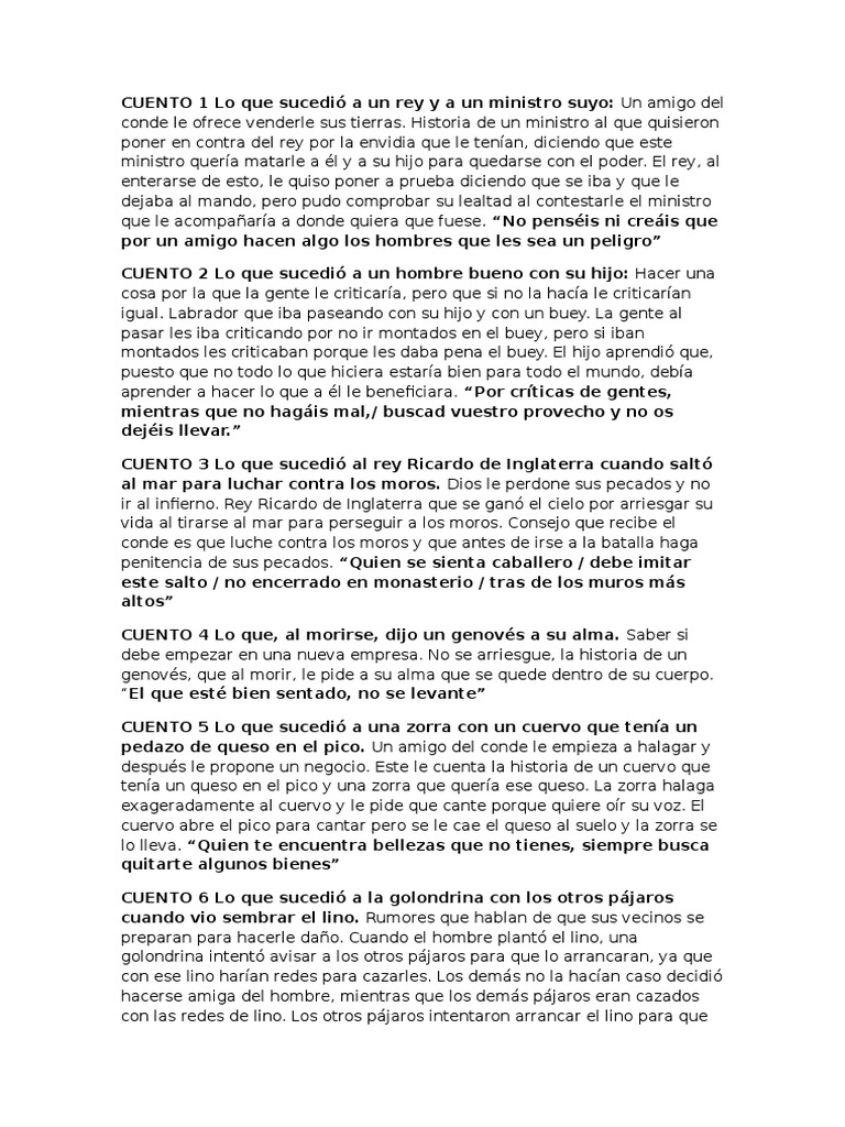 Resumen cuentos Conde Lucanor Religión y creencia