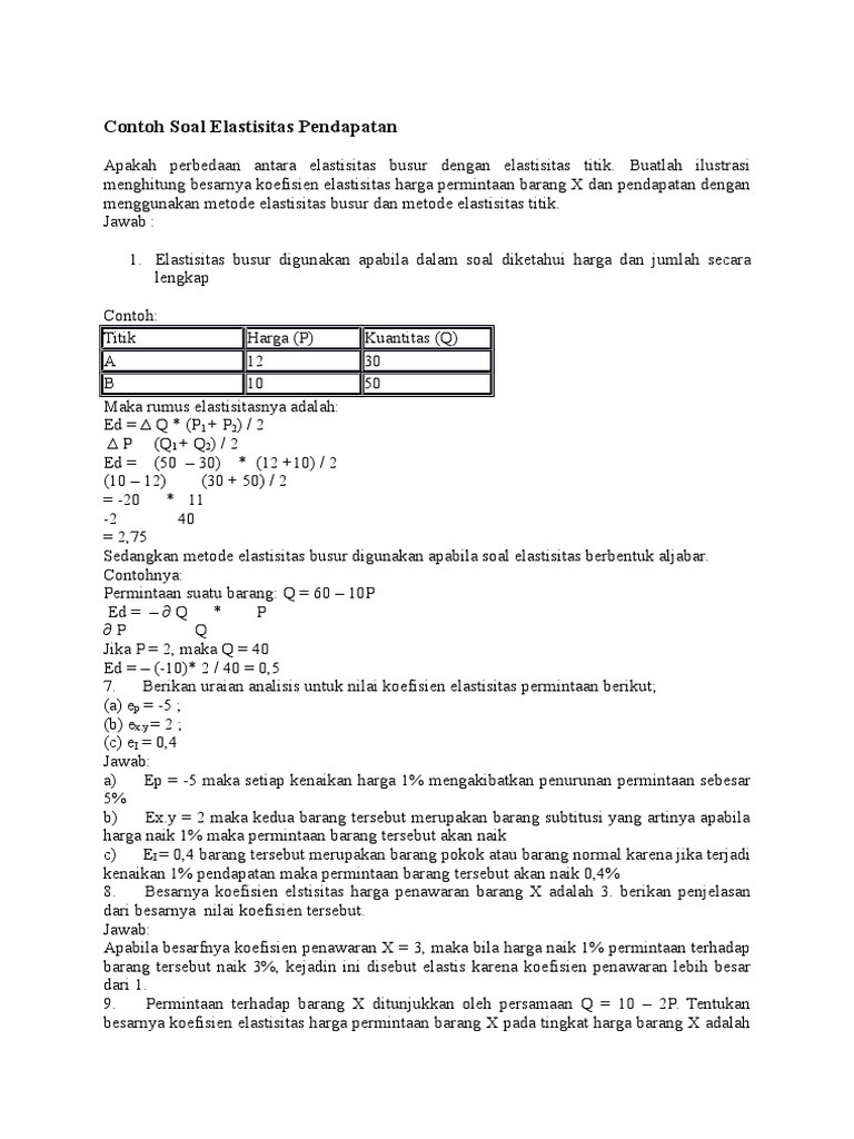 Contoh Soal Elastisitas Pendapatan PDF