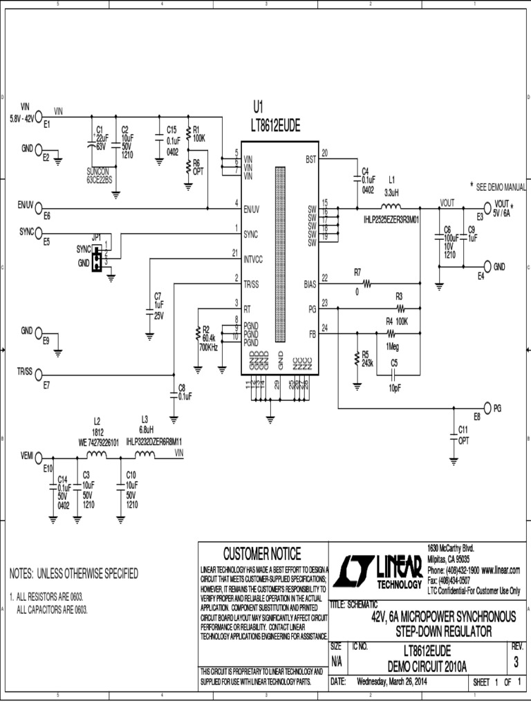 U1 LT8612EUDE U1 LT8612EUDE: Notes: Unless Otherwise Specified | PDF
