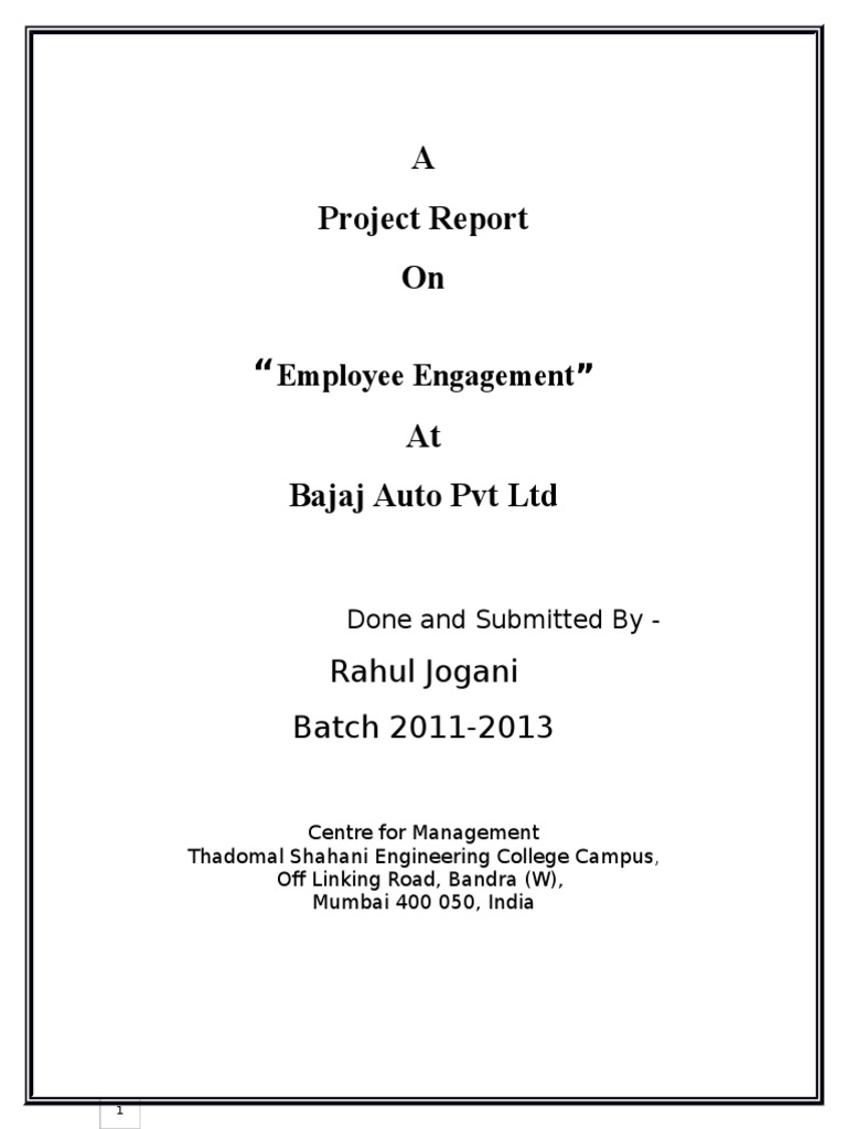 A Project Report On: Employee Engagement 