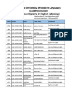 National University of Modern Languages Advance Diploma in English (Morning)