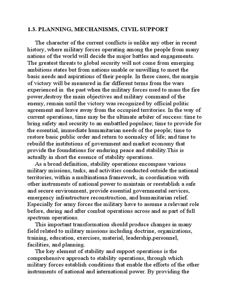 Stability Operations and Civil Support | PDF | Military | Leadership