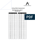 Specimen Section 1 Answer Key