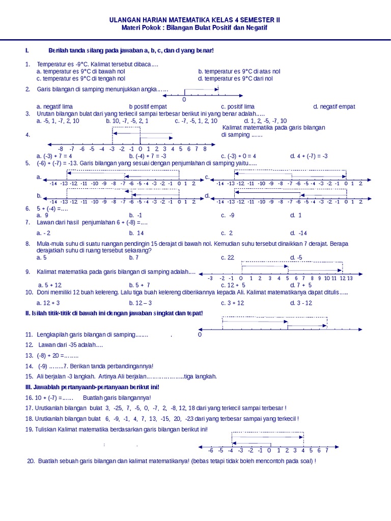 Ulangan Harian Matematika Kelas 4 | PDF | Metode & Bahan Ajar