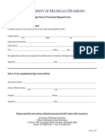 High School Transcript Request Form: Part I. To Be Completed by Student