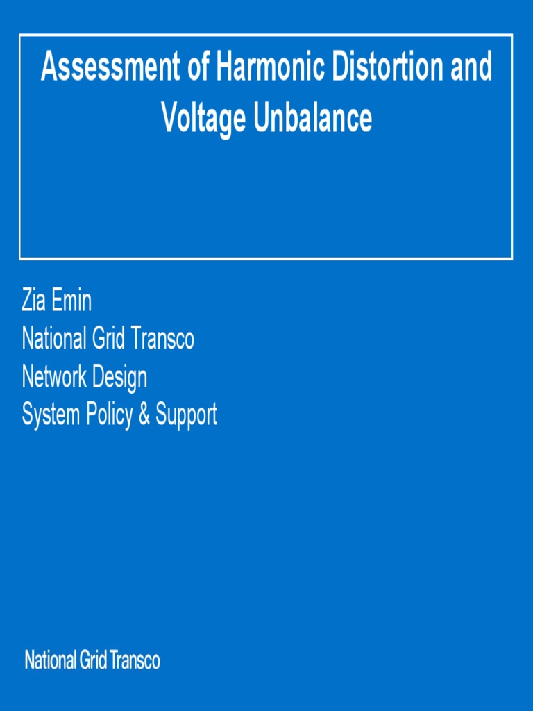 Assessment of Harmonic Distortion and Voltage Unbalance | PDF ...